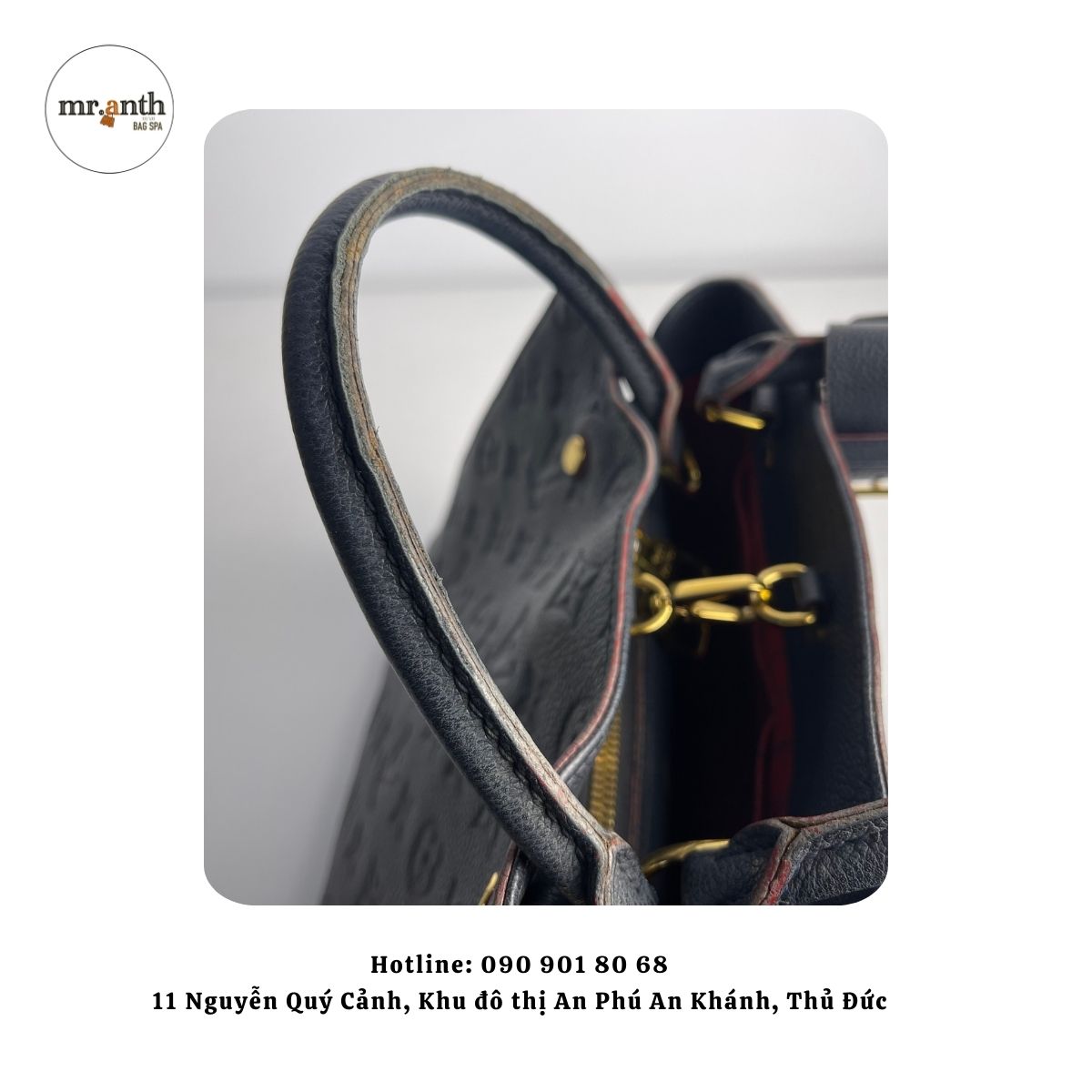 Sửa viền cạnh túi LV before