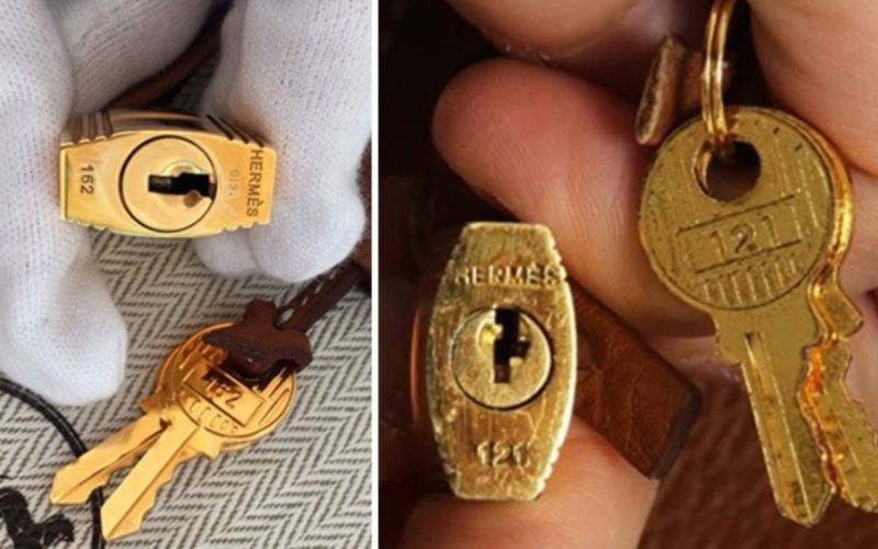 Phân biệt túi Hermes Birkin thật bằng cách kiểm tra phụ kiện ổ khóa