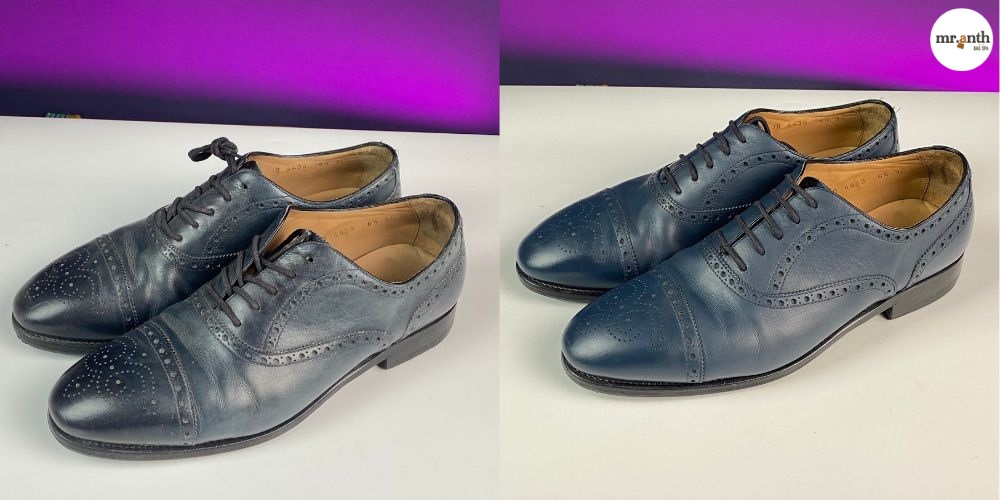 Hình ảnh đôi giày Gucci của Anh Tuấn trước và sau khi sử dụng dịch vụ