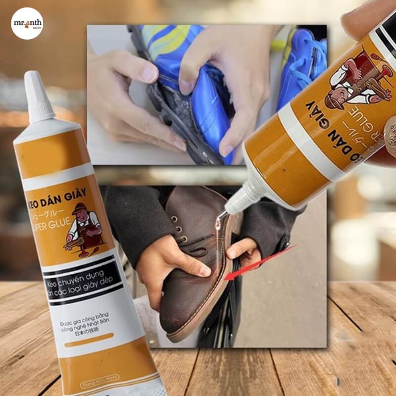 Dán hoặc vá da với keo chuyên dụng cho giày nứt