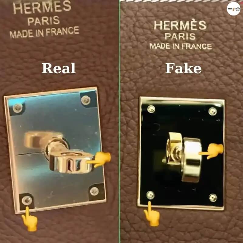 Phân biệt túi Hermes thật và giả bằng cách kiểm tra khóa xoay Touret